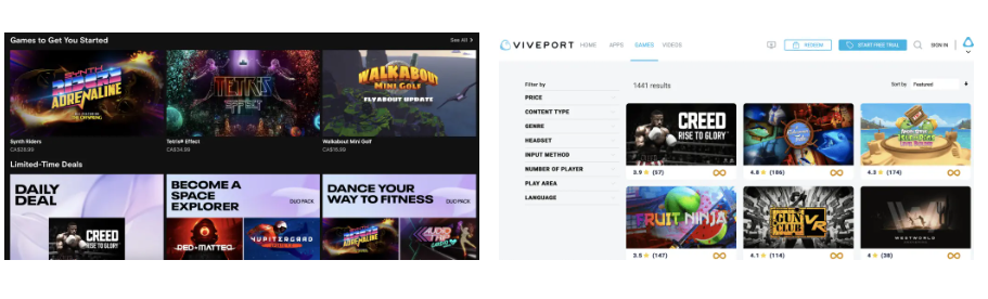 Oculus Quest 2 vs HTC Vive Pro 2 - jeux